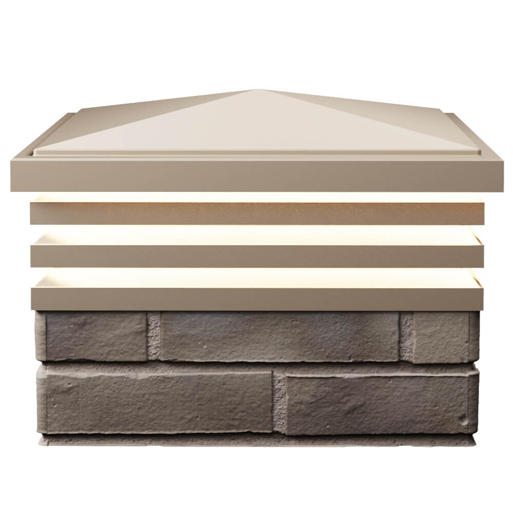 Колпак Zking Бона ХайТек Бежевый на столб 1.5х1.5 кирпича (385х385мм) с подсветкой в Дзержинске фото