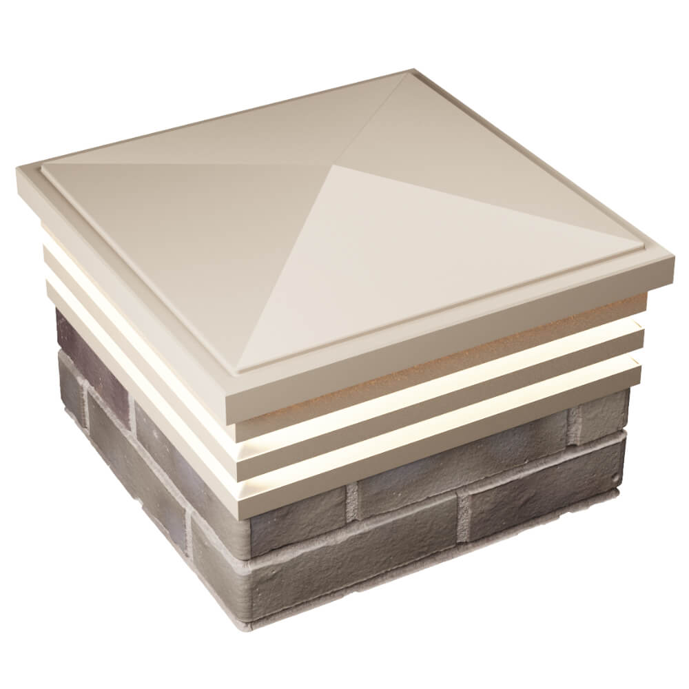 Колпак Zking Бона ХайТек Бежевый на столб 1.5х1.5 кирпича (385х385мм) с подсветкой в Дзержинске фото