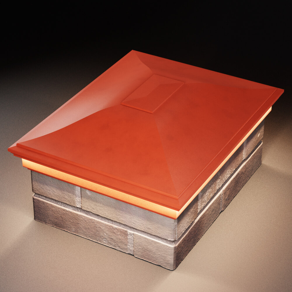 Колпак Zking Монблан Красный на столб 2х1.5 кирпича (515х385мм) c подсветкой в Дзержинске фото