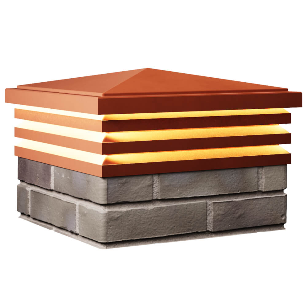 Колпак Zking Бона ХайТек Красный на столб 1.5х1.5 кирпича (385х385мм) с подсветкой в Дзержинске фото