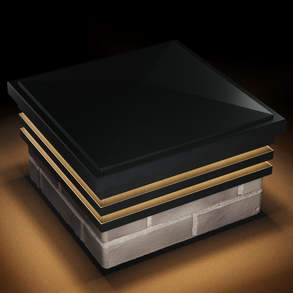 Колпак Zking Бона ХайТек Черный на столб 1.5х1.5 кирпича (385х385мм) с подсветкой в Дзержинске фото