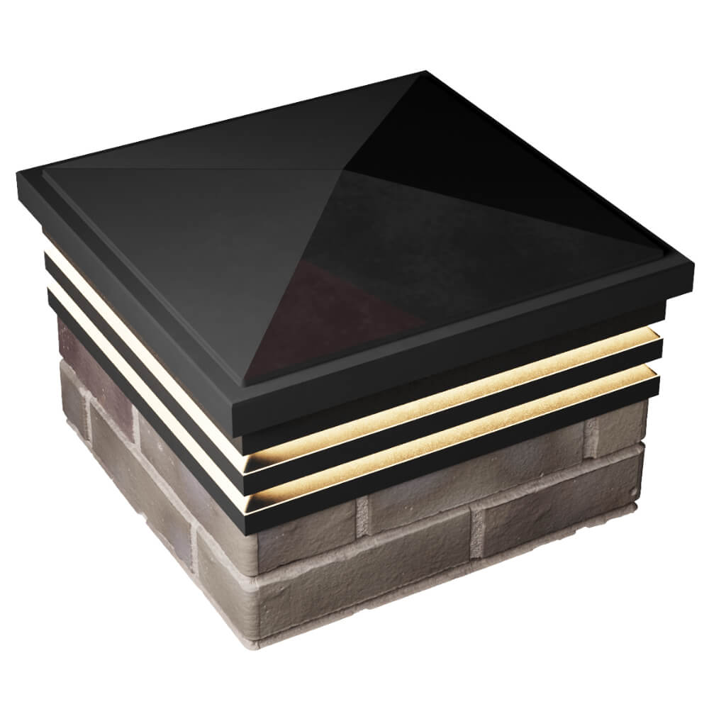 Колпак Zking Бона ХайТек Черный на столб 1.5х1.5 кирпича (385х385мм) с подсветкой в Дзержинске фото