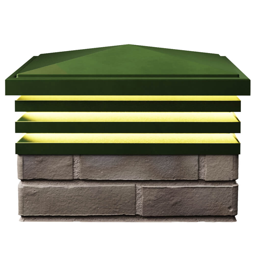 Колпак Zking Бона ХайТек Зеленый на столб 1.5х1.5 кирпича (385х385мм) с подсветкой в Дзержинске фото