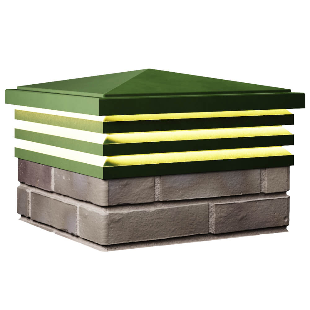 Колпак Zking Бона ХайТек Зеленый на столб 1.5х1.5 кирпича (385х385мм) с подсветкой в Дзержинске фото