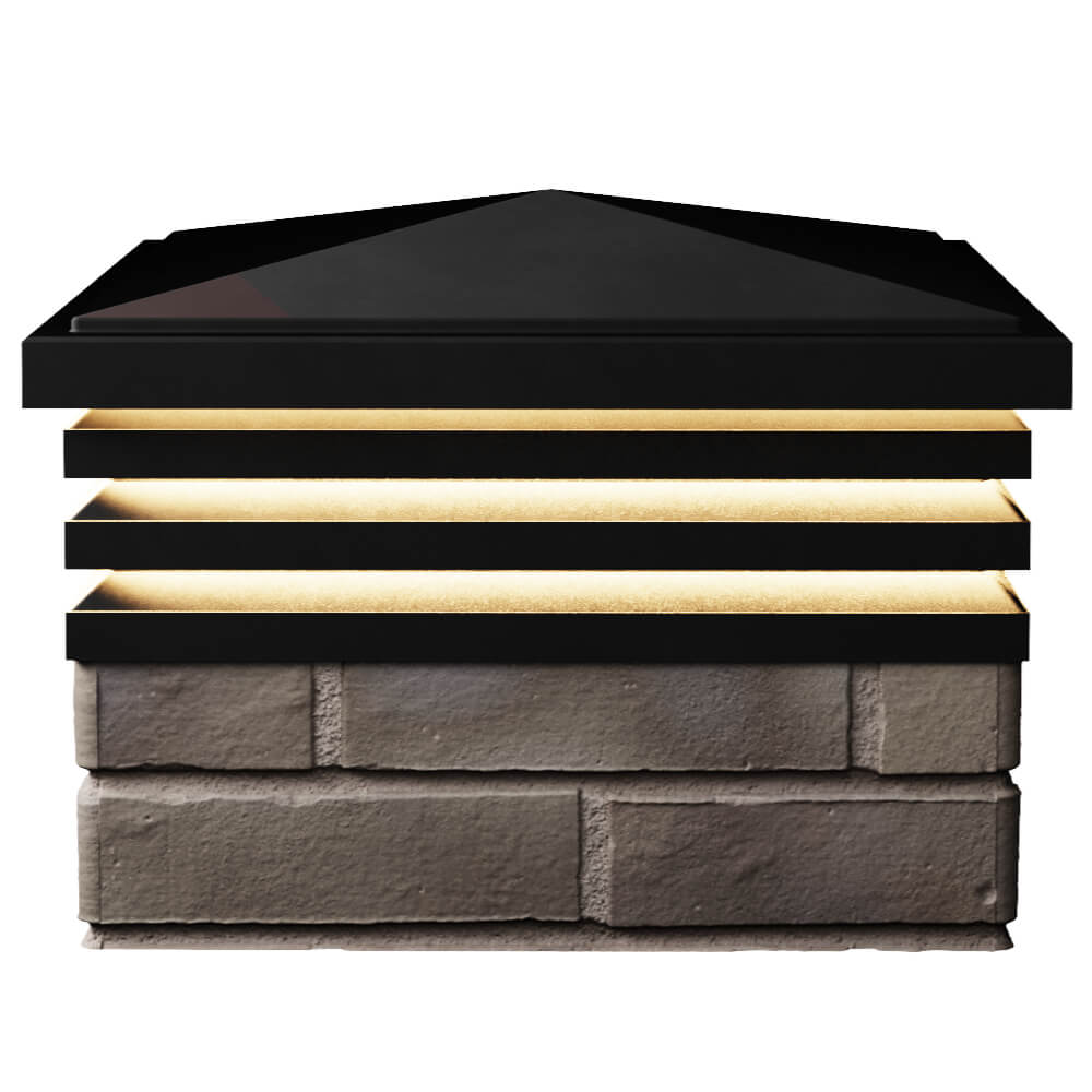 Колпак Zking Бона ХайТек Черный на столб 1.5х1.5 кирпича (385х385мм) с подсветкой в Дзержинске фото