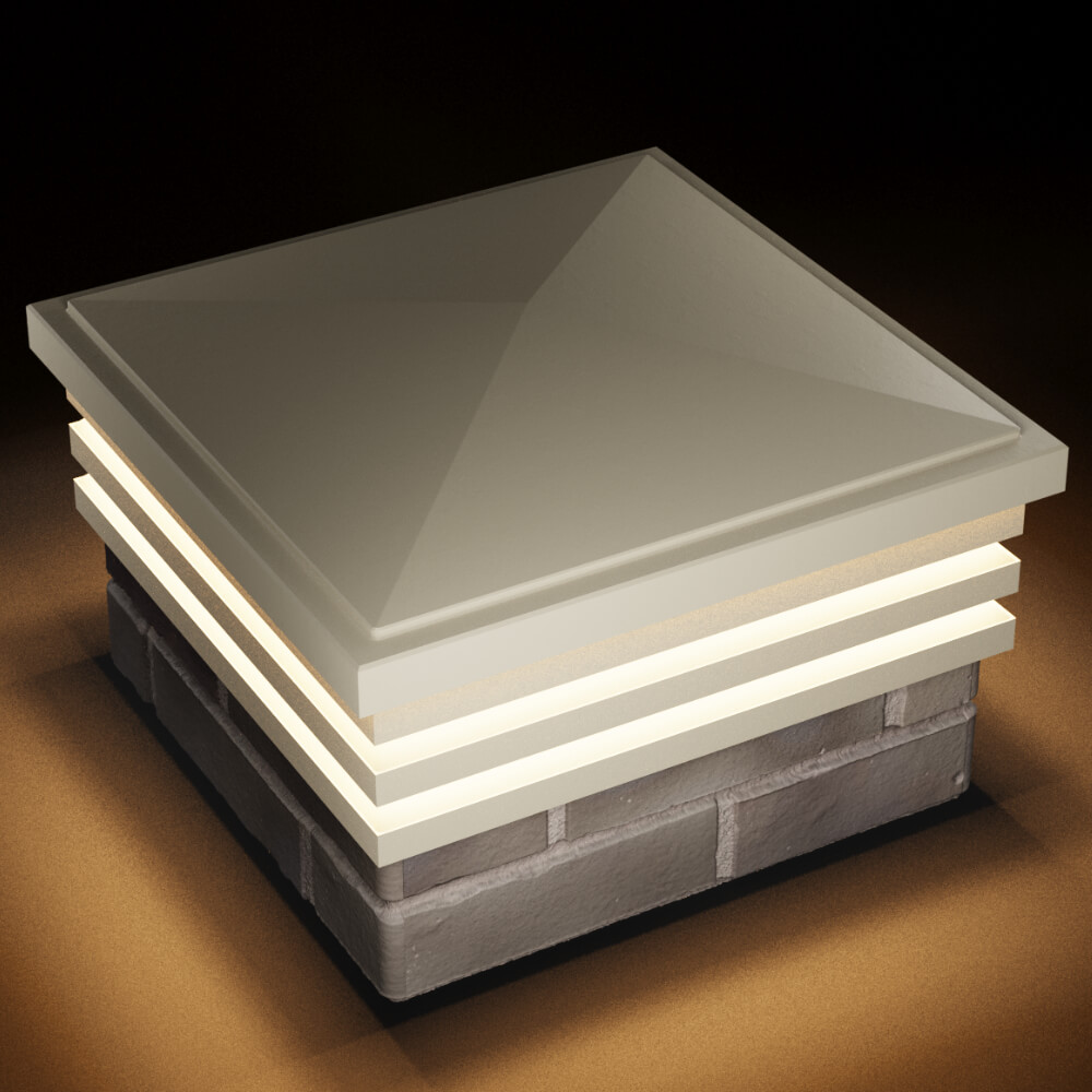 Колпак Zking Бона ХайТек Бежевый на столб 1.5х1.5 кирпича (385х385мм) с подсветкой в Дзержинске фото