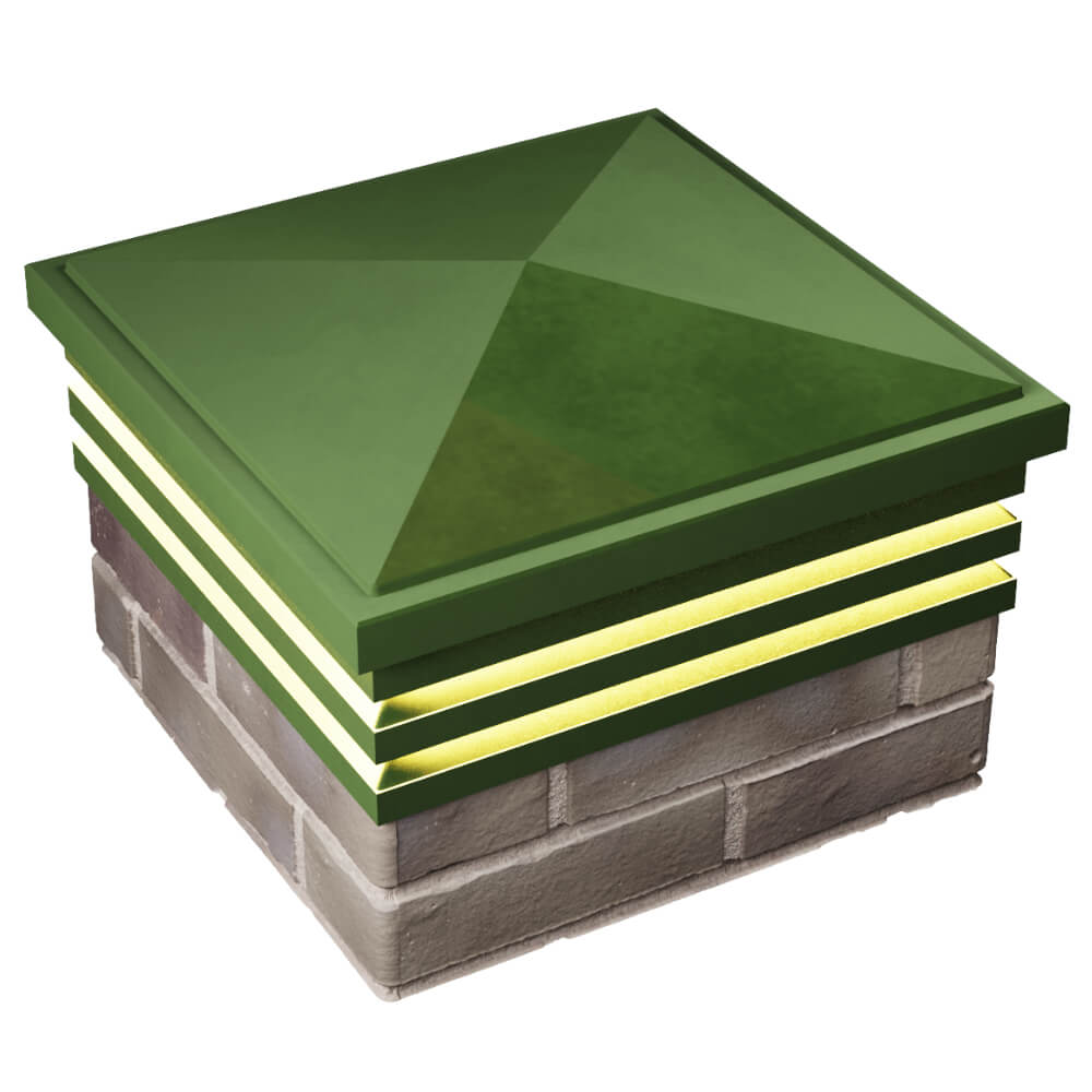 Колпак Zking Бона ХайТек Зеленый на столб 1.5х1.5 кирпича (385х385мм) с подсветкой в Дзержинске фото