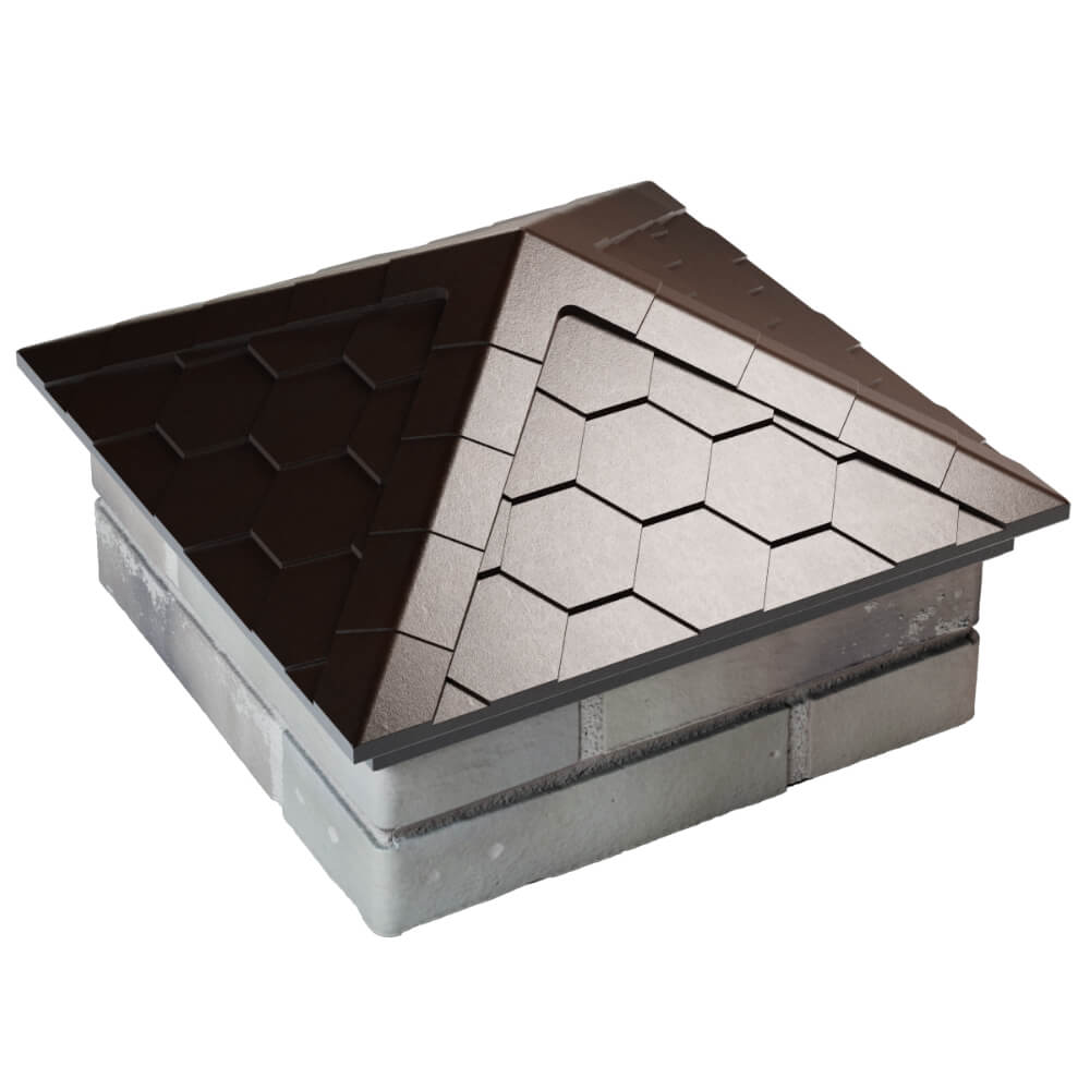 Колпак Zking Эверест Коричневый на столб 1.5х1.5 кирпича (390х390мм) в Дзержинске фото