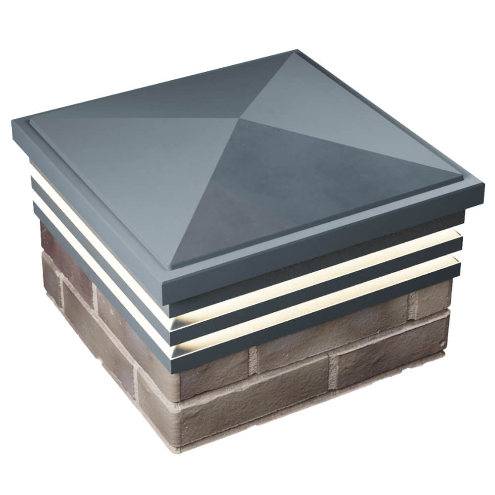 Колпак Zking Бона ХайТек Серый на столб 1.5х1.5 кирпича (385х385мм) с подсветкой в Дзержинске фото