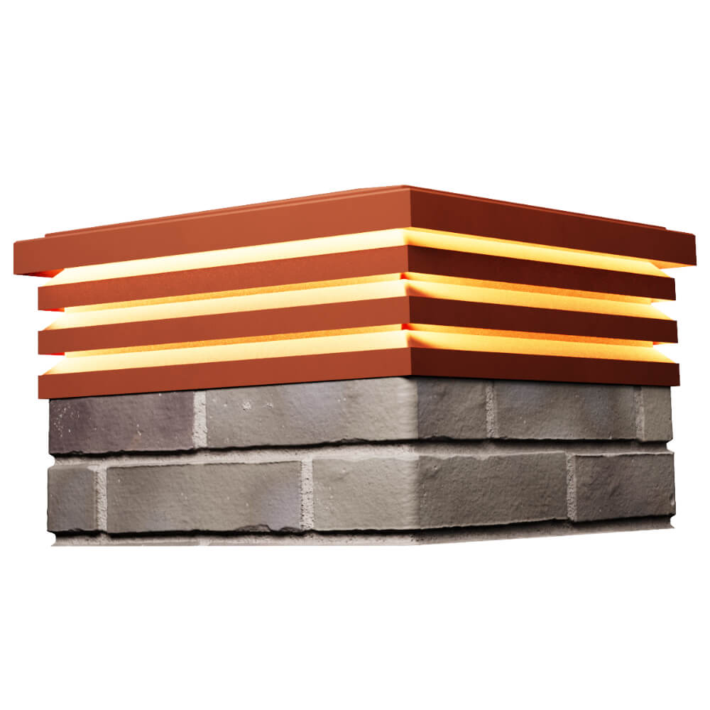 Колпак Zking Бона ХайТек Красный на столб 1.5х1.5 кирпича (385х385мм) с подсветкой в Дзержинске фото