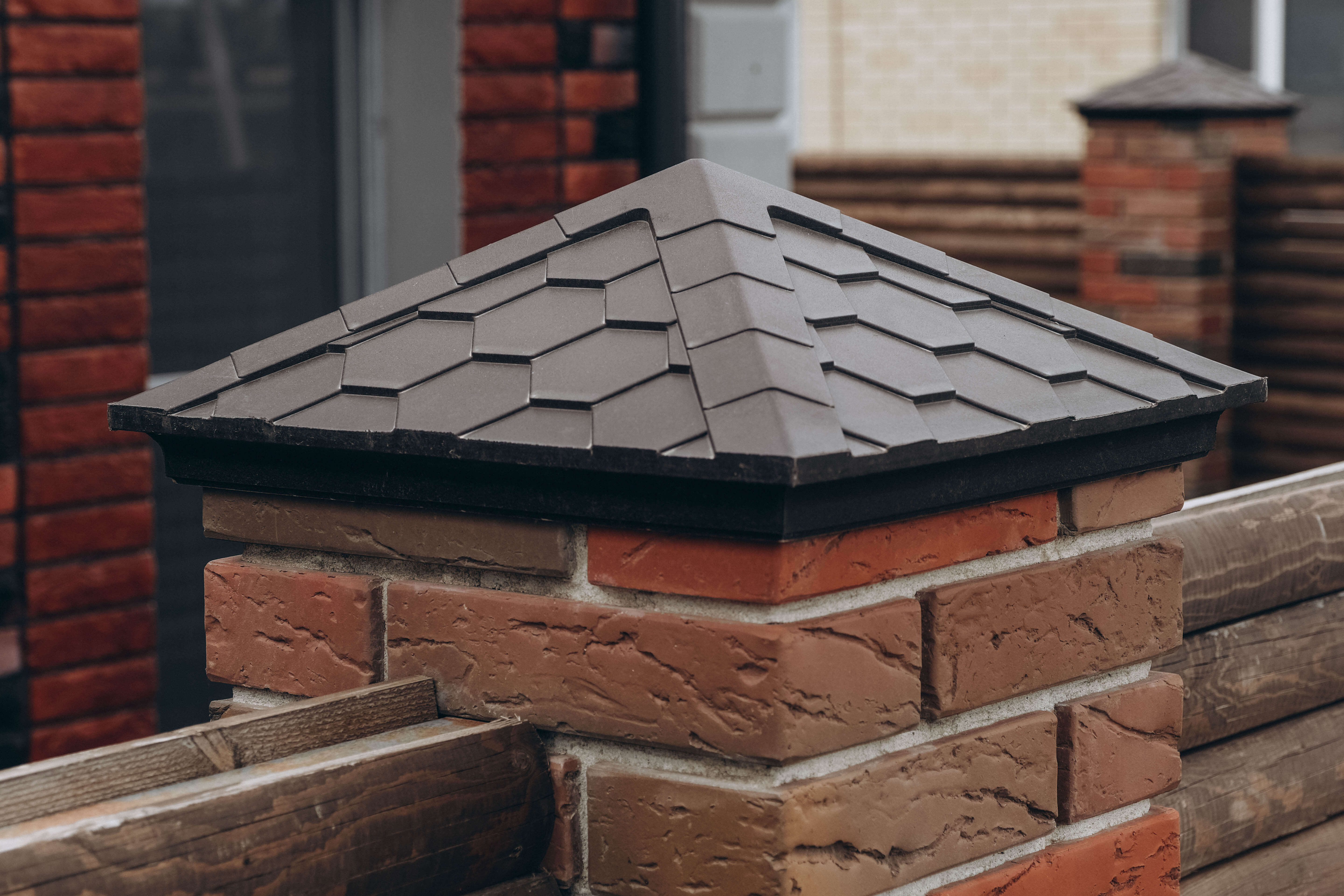 Колпак Zking Эверест Коричневый на столб 1.5х1.5 кирпича (390х390мм) в Дзержинске фото