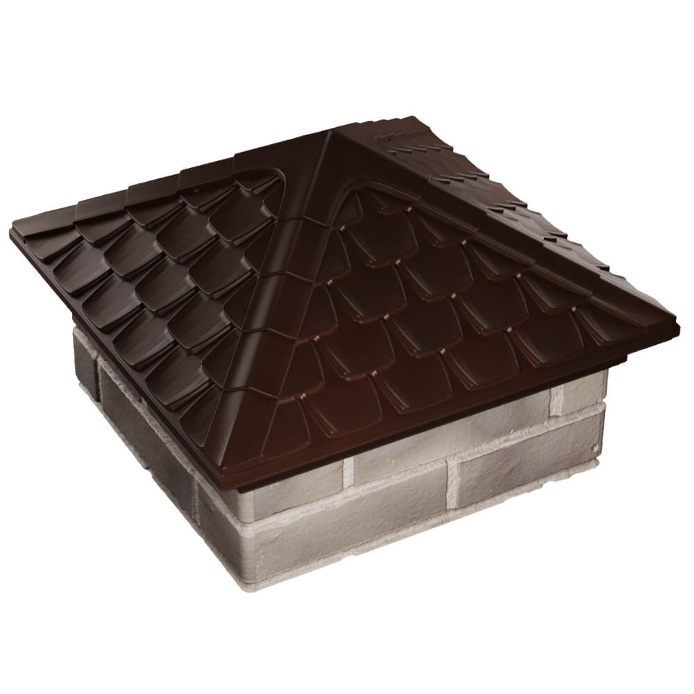 Колпак Zking Эльбрус Коричневый на столб 1.5х1.5 кирпича (385х385мм) в Дзержинске фото