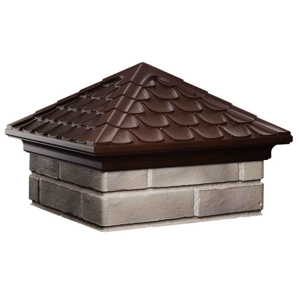 Колпак Zking Эльбрус Коричневый на столб 1.5х1.5 кирпича (385х385мм) в Дзержинске фото