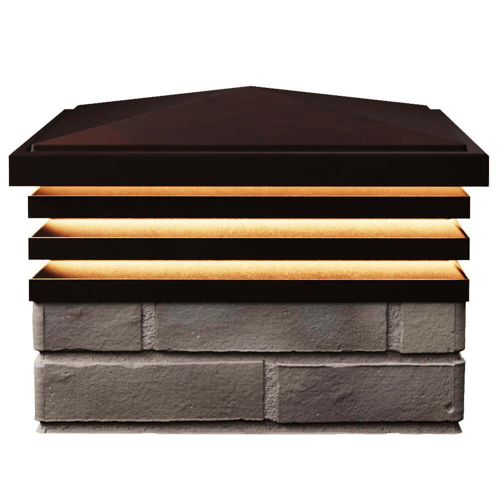 Колпак Zking Бона ХайТек Коричневый на столб 1.5х1.5 кирпича (385х385мм) с подсветкой в Дзержинске фото